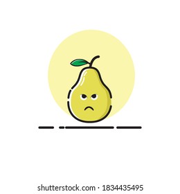 Pear icon cute vector illustration angry expression