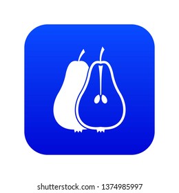 Pear icon digital blue for any design isolated on white vector illustration