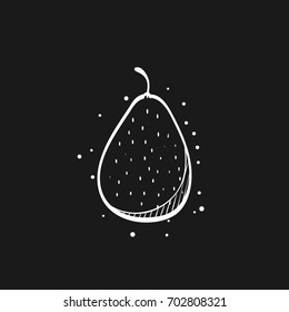 Pear icon in doodle sketch lines. Food fruit vitamin healthy diet