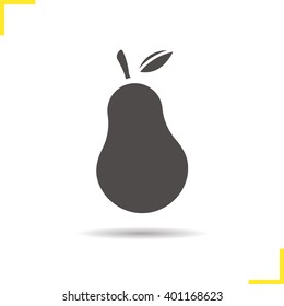 Birnensymbol. Schattenfruchtsilhouettensymbol fallen lassen. Vektorgrafik einzeln