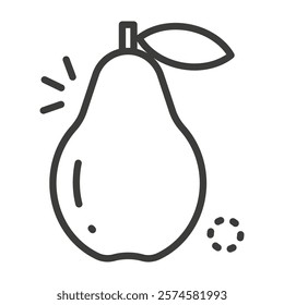 Pear icon with editable stroke to any thickness no color. Vector illustration.