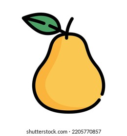 Pear icon. Filled outline design. Pear isolated on white background. For presentation, graphic design, mobile application. Vector Illustration.