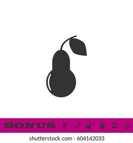 Pear icon flat. Black pictogram on white background. Vector illustration symbol and bonus button