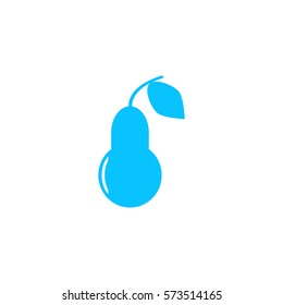 Pear icon flat. Blue pictogram on white background. Vector illustration symbol