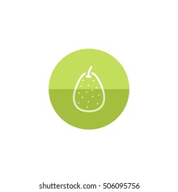 Pear icon in flat color circle style. Food fruit vitamin healthy