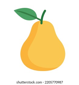 Pear icon. Flat design. Pear isolated on white background. For presentation, graphic design, mobile application. Vector Illustration.