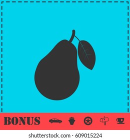 Pear icon flat. Simple vector symbol and bonus icon