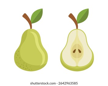 Pear icon in flat style. Fresh fruit vector illustration on isolated background. Fresh pear sign business concept.
