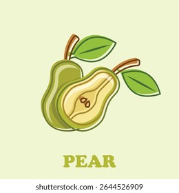 Pear icon in flat style. Fresh fruit vector illustration on isolated background. Fresh pear sign business concept.