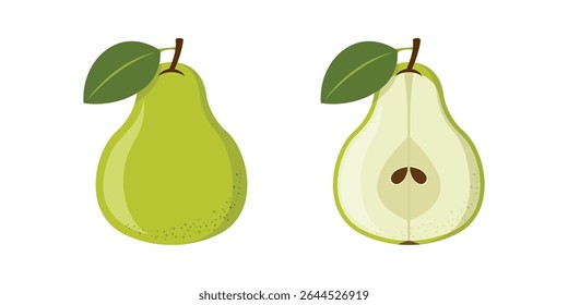 Pear icon in flat style. Fresh fruit vector illustration on isolated background. Fresh pear sign business concept.