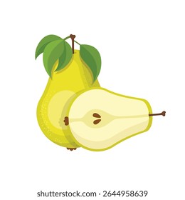 Pear icon in flat style. Fresh fruit vector illustration on isolated background. Fresh pear sign business concept.