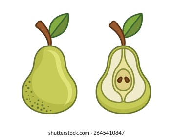 Pear icon in flat style. Fresh fruit vector illustration on isolated background. Fresh pear sign business concept.