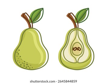 Pear icon in flat style. Fresh fruit vector illustration on isolated background. Fresh pear sign business concept.