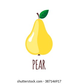 Pear icon in flat style.  Isolated object. Pear logo. Vector illustration on white background