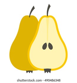 Pear icon in flat style isolated on white background. Fruit symbol vector illustration