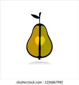 pear icon fresh fruit illustration, organic nature symbol