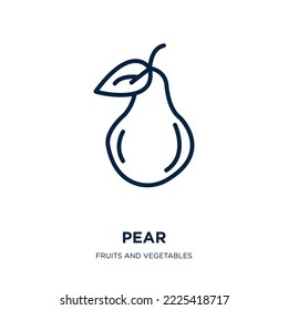 pear icon from fruits and vegetables collection. Thin linear pear, fruit, apple outline icon isolated on white background. Line vector pear sign, symbol for web and mobile