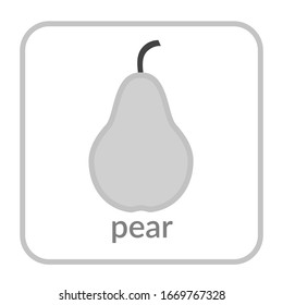 Pear icon. Gray outline flat sign, isolated white background. Symbol of health nutrition, eco food fruit. Contour linear shape. Sweet nutritious organic dessert. Cartoon design Vector illustration