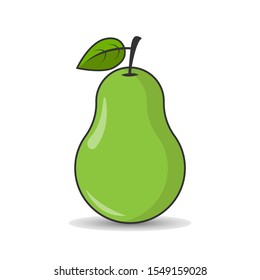 Pear icon with green leaf  vector illustration isolated on white background