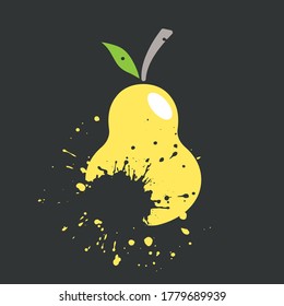 pear icon in grunge style vector illustration