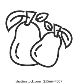 Pear icon, Healthy food, Fruit and vegetable symbol outline icon, editable vector illustration and transparent graphic element. Isolated on white background