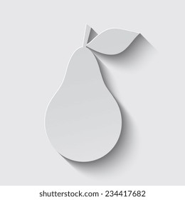 Pear icon. Illustration for design with shadow on a grey background
