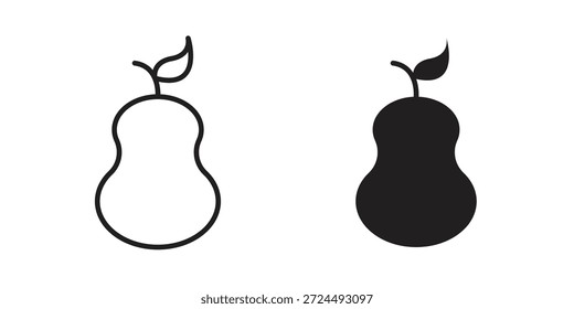 Ilustração do ícone de pera, vetor de linha fina, sinal de design da web,