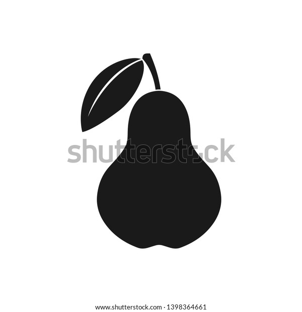 梨のアイコン 白い背景に梨の黒いサイン 梨と葉のシンボル ベクターイラスト のベクター画像素材 ロイヤリティフリー