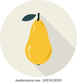 Pear, pear icon isolated on gray background with shadow. Vector, cartoon illustration. Vector.