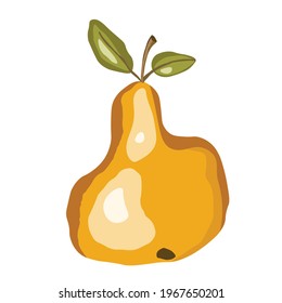 Pear icon isolated on white background. Natural delicious fresh ripe tasty fruit. Template vector illustration for packaging, banner, card and other design. Stylized pears with leaves. Food concept.