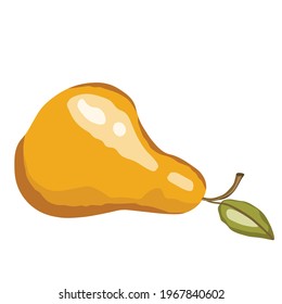 Pear icon isolated on white background. Natural delicious fresh ripe tasty fruit. Template vector illustration for packaging, banner, card and other design. Stylized pears with leaves. Food concept.