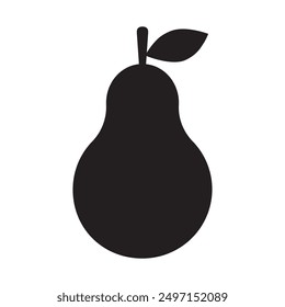 Pear Icon isolated on white background. Black pear symbol flat style for your web site design and logo, app, UI. Fresh Pear with leaf, fruit, healthy food and vegan concept. Vector illustration.