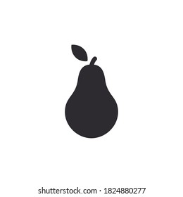 Pear icon. Pear juice. Fresh fruits. Stencil pear. Pear silhouette. Logo template. Food icon. Symbol of vegetarianism. Healthy food. Proper nutrition. Delicious fresh fruit. 