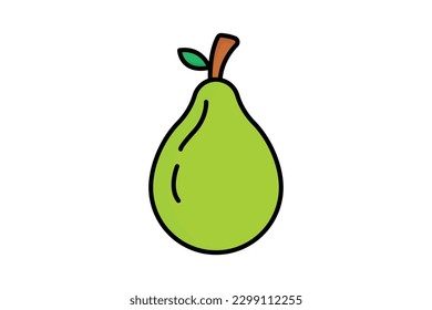 Pear icon. Lineal color icon style, flat line. icon related to fruits. Simple vector design editable