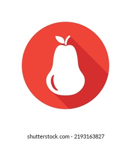 Pear icon with long shadow effect. Vector illustration.