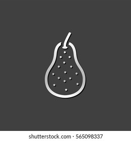 Pear icon in metallic grey color style. Food fruit vitamin healthy