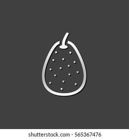 Pear icon in metallic grey color style. Food fruit vitamin healthy