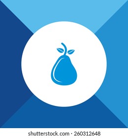 Pear Icon on Blue Background. Eps-10. 
