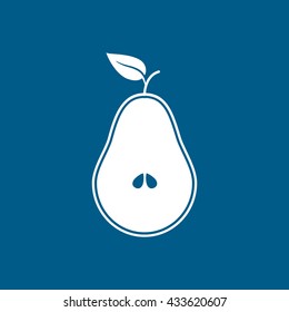 Pear Icon On Blue Background