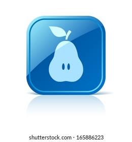Pear icon on blue square button