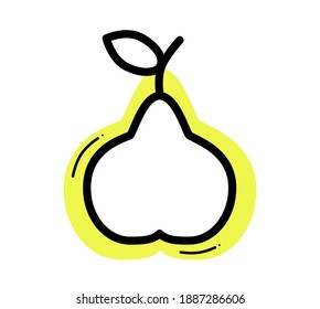 Pear icon on a yellow background. Vector illustration