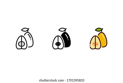 Pear icon. With outline, glyph, and filled outline style