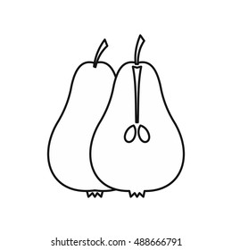 Pear icon in outline style isolated on white background. Fruit symbol vector illustration