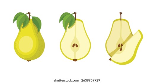 Pear icon set collection in flat style. Fresh fruit vector illustration on isolated background. Fresh pear sign business concept.