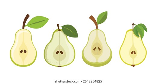 Pear icon set collection in flat style. Fresh fruit vector illustration on isolated background. Fresh pear sign business concept.