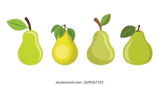 Pear icon set collection in flat style. Fresh fruit vector illustration on isolated background. Fresh pear sign business concept.