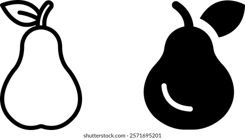 "Pear Icon Set – Fresh Fruit Vector Illustrations"