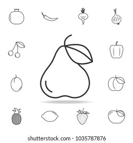 Pear icon. Set of fruits and vegetables icon. Premium quality graphic design. Signs, outline symbols collection, simple thin line icon for websites, web design, mobile app on white background