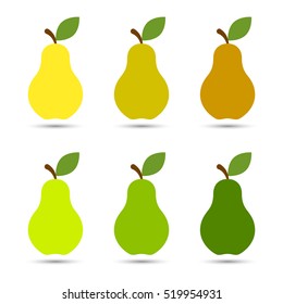 Pear icon set, logo, badge, label, vector isolated color sign.