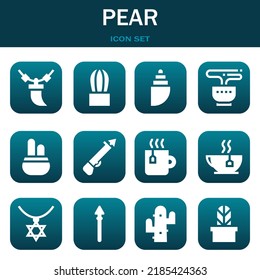 pear icon set. Vector  illustrations related with Necklace, Cactus and Shell